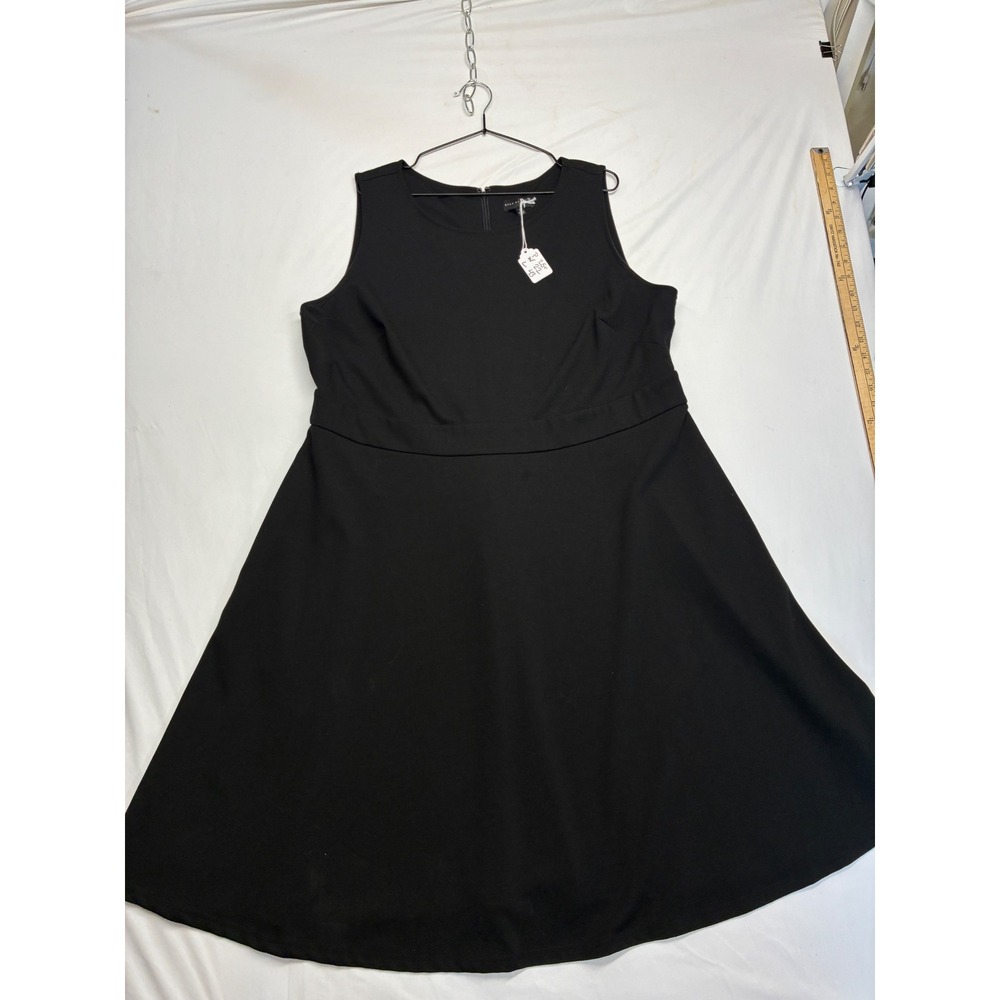 Ryan Wythe Sleeveless Fit and Flare Dress Dark Academia Quiet Luxury 2X Black